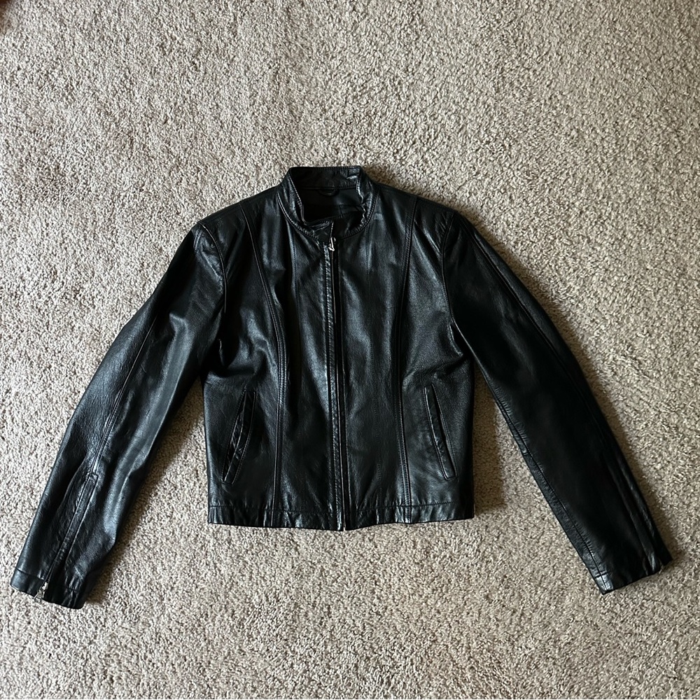 Black genuine leather jacket